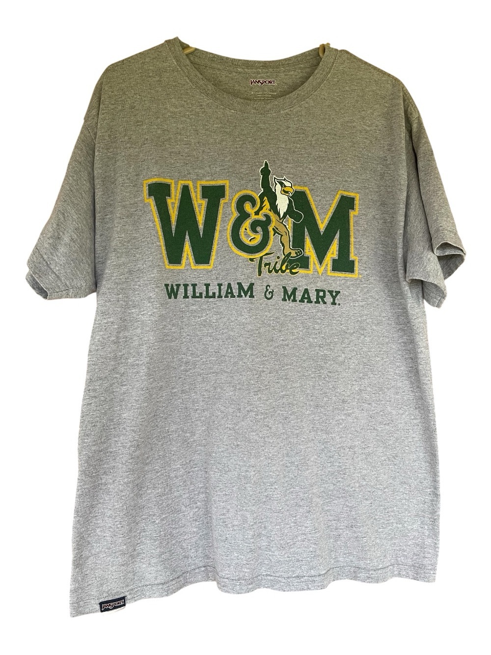 William & Mary Jansport W&M Tribe Grey Graphic Tee Unisex Large or XL